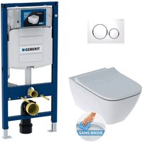 WC-Pack Duofix Vorwandelement + Geberit Square Wand-WC ohne Spülrand + Sigma20 Betätigungsplatte von Geberit