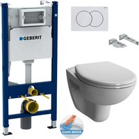 WC-Pack Duofix Vorwandelement + Vitra Normus WC ohne Spülrand + Softclose-Sitz + Betätigungsplatte (NormusRimlessGeb3-DE) von Geberit