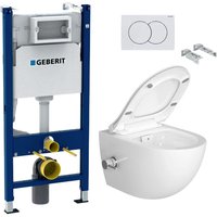 Geberit - WC-Pack Duofix Vorwandelement + sat Infinitio Randloses wc mit Bidetfunktion + Softclose WC-Sitz + Betätigungsplatte von Geberit