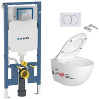 WC-Pack Duofix Vorwandelement + sat Infinitio Randloses wc mit Bidetfunktion + Softclose WC-Sitz + Betätigungsplatte von Geberit