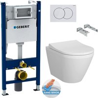 Geberit - WC-Pack Duofix Vorwandelement 112cm + Vitra Integra wc ohne Spülrand + Softclose-Sitz + Betätigungsplatte von Geberit