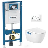 WC-Pack Geberit Duofix Vorwandelement UP320 + Roca wc ohne Spülrand + Toiletensitz Soft Close + Betätigungsplatte WC-Pack Geberit Duofix Vorwandelement UP320 + Roca wc ohne Spülrand + Toiletensitz Soft Close + Betätigungsplatte von Geberit