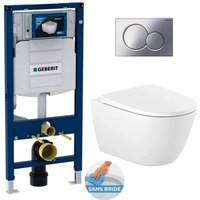 Geberit WC-Pack Geberit Duofix Vorwandelement UP320 + Roca WC ohne Spülrand + WC-Sitz Soft Close + Sigma01 Betätigungsplatte von Geberit