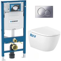 Geberit WC-Pack Geberit Duofix Vorwandelement UP320 + Roca WC ohne Spülrand + WC-Sitz Soft Close + Sigma01 Betätigungsplatte von Geberit
