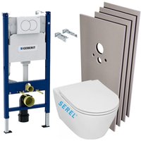 Geberit - WC-Pack Vorwandelement + Serel Sapphire Slim Wand-WC ohne Spülrand + Betätigungsplatte + Verkleidungsset Geberit - WC-Pack Vorwandelement + Serel Sapphire Slim Wand-WC ohne Spülrand + Betätigungsplatte + Verkleidungsset von Geberit