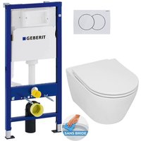 Geberit - WC-Pack Vorwandelement + Serel Wand-WC ohne Spülrand + WC-Sitz mit Fallbremse + Betätigungsplatte von Geberit