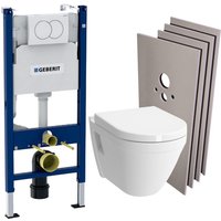 Geberit - WC-Pack Vorwandelement + Vitra S50 Wand-WC + Sitz mit Fallbremse + Betätigungsplatte + Verkleidungsset von Geberit