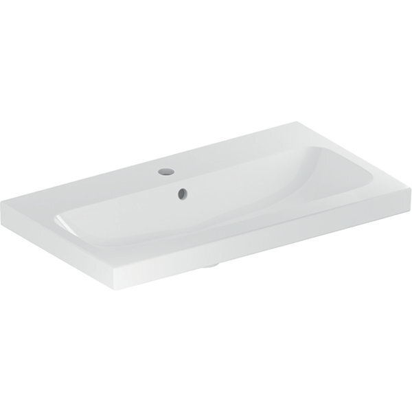 Geberit iCon Light Waschtisch mit verkürzter Ausladung, 75 cm x 42 cm, mit Hahnloch, mit Überlauf,501842, 501.842.00.1 von Geberit