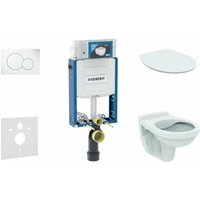 Geberit - Kombifix - Installationselement für Wand-WC mit Betätigungsplatte SIGMA01, alpinweiß + wc Alpha und wc Sitz 110.302.00.5 ND1 von Geberit
