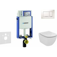 Kombifix - Installationselement für Wand-WC mit Betätigungsplatte SIGMA30, Weiß/Chrom glänzend + ideal Standard Tesi - wc und wc Sitz 110.302.00.5 von Geberit