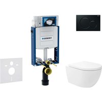Kombifix - Set Vorwandelement, wc Oudee Vortex mit Softclose-Sitz und Sigma01-Betätigungsplatte, schwarz SANI15CA5135 - Geberit von Geberit