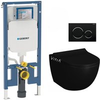 Paket wc Geberit extraflaches UP720-Gestell + Vitra Sento wc ohne Rand mattschwarz + Softclose-Sitz + schwarze Chromplatte Paket wc Geberit extraflaches UP720-Gestell + Vitra Sento wc ohne Rand mattschwarz + Softclose-Sitz + schwarze Chromplatte von Geberit