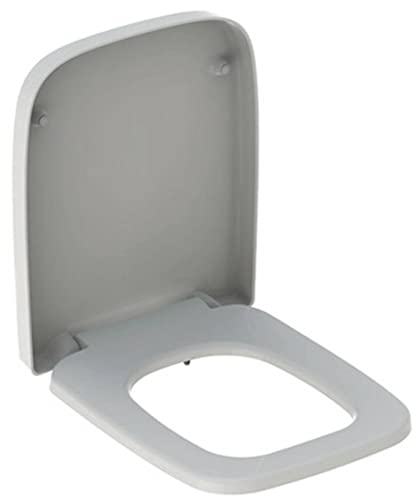 Toilettendeckel / WC – Sitz Renova Nr. 1 Plan | mit Deckel, verchromte Scharniere aus Messing, mit Absenkautomatik | Material: Duroplast, Form: gerade Deckelform, Breite: 367 mm, Tiefe: 447 mm von Geberit