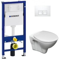 Geberit - WC-Pack Vorwandelement + Cersanit S-LinePro Wand-WC + Betätigungsplatte, Alpinweiß (S-LineProGeb1) von Geberit