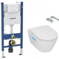 WC-Pack Vorwandelement + Wand-WC ohne Spülrand + Sapphire Slim WC-Sitz mit Softclose Absenkautomatik + Betätigungsplatte von Geberit