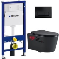 WC-Paket Geberit Trägergestell + wc sat ohne Flansch mattschwarz + Softclose-Sitz + Platte mattschwarz WC-Paket Geberit Trägergestell + wc sat ohne Flansch mattschwarz + Softclose-Sitz + Platte mattschwarz von Geberit