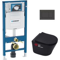 Geberit - WC-Paket UP320 Wandhalterung + wc sat Infinitio mattschwarz ohne Flansch + Softclose-Sitz + Schwarze Platte von Geberit