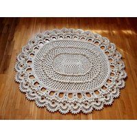 Großer Ovaler Häkelteppich Fürs Kinderzimmer Strukturierter Teppich 200x166 cm von Gebeya