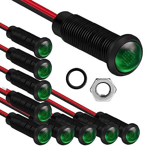 Gebildet 10 Stück LED-Kunststoff-Kontrollleuchte, 110–220 V, Montagelochgröße 6 mm (grün) von Gebildet