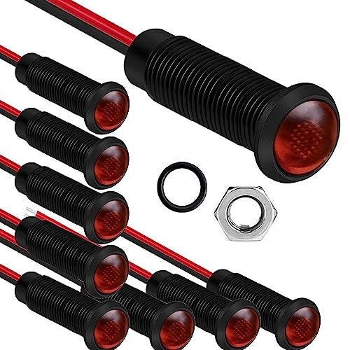 Gebildet 10 Stück LED-Kunststoff-Kontrollleuchte, 110–220 V, Montagelochgröße 6 mm (rot) von Gebildet