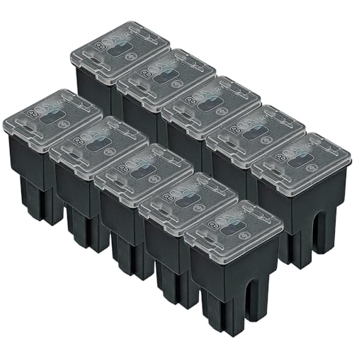 Gebildet 10 Stück quadratische Autosicherungen 80 A hoch Standardprofil-Kfz-Sicherung in Kastenform für SUVs, Autos, LKWs und Boote (Inneneinstecktyp) von Gebildet