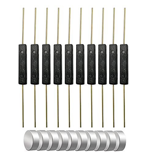 Gebildet 10Stück Kunststoff-Reed-Schalter,Reed-Kontakt,Magnet in der Nähe–Schaltkreis verbinden,Magnet entfernt–Schaltkreis unterbrechen,magnetischer Induktionsschalter (3mm×14mm) mit 10 magneten von Gebildet