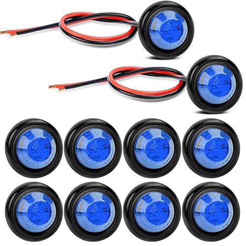 Gebildet 10Stück 12V Blau Vorne Hinten Seitenblinker Bullet Marker Light Runde Umriss LED von Gebildet