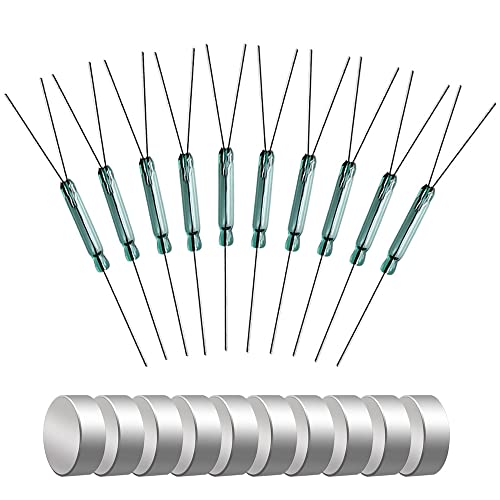 Gebildet 10pcs 4W 3Pin Glas Reedkontakt Reedschalter Schließer N/O N/C SPDT, Magnetischer Induktionsschalter (2.5mm×14mm)+10pcs Magnetstück von Gebildet