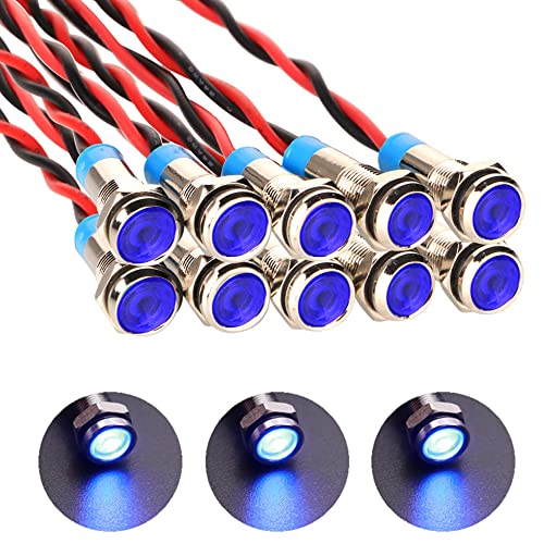 Gebildet 10pcs 6mm DC 12-24VDC Wasserdicht erkabelt LED Kontrollleuchte Set(Blau) von Gebildet