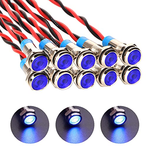 Gebildet 10pcs 6mm AC/DC 12-24V Wasserdicht erkabelt LED Kontrollleuchte Set(Blau) von Gebildet
