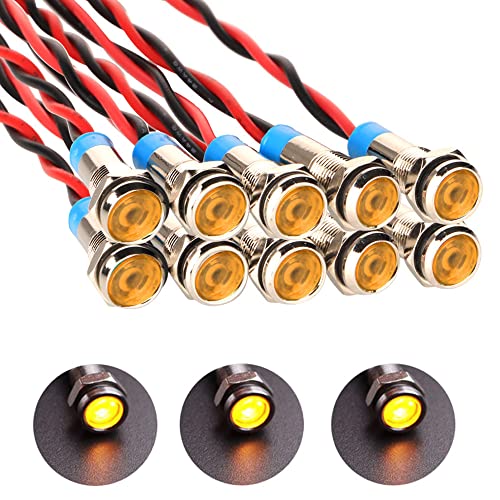 Gebildet 10pcs 6mm AC/DC 12-24V Wasserdicht erkabelt LED Kontrollleuchte Set(Gelb) von Gebildet