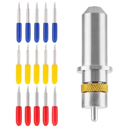 Gebildet 15-teiliges Roland-Schneidemesser, Wolframstahl-Plotterklinge mit Schneidklinge zum Schneiden von 30/45/60 Grad mit Halterbasis von Gebildet