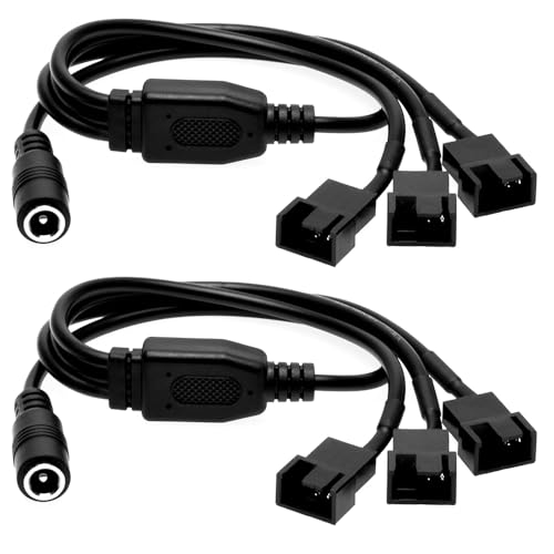 Gebildet 2 Stück DC-Netzteilstecker auf 3-poliges und 4-poliges PC-Lüfter-Netzadapterkabel, DC5521 auf 3-poliges/4-poliges Kabel von Gebildet