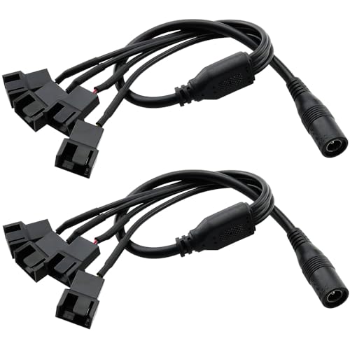 Gebildet 2 Stück DC-Netzteilstecker auf 4-poliges 3-poliges und 4-poliges PC-Lüfter-Netzadapterkabel, DC5521 auf 3-poliges/4-poliges Kabel von Gebildet