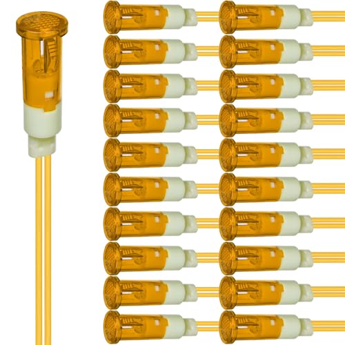 Gebildet 20 Stück LED Kontrollleuchte 10mm Energiesparende LED-Kontrollleuchte Spannung AC/DC 12-24V Strom Quadratisch Montagelochgröße 10 mm (Gelb) von Gebildet