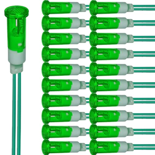Gebildet 20Stück LED Kontrollleuchte 10mm Energiesparende LED-Kontrollleuchte Spannung AC/DC 12-24V Strom Quadratisch Montagelochgröße 10mm (Grün) von Gebildet