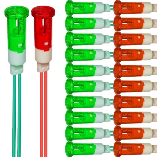 Gebildet 20Stück LED Kontrollleuchte 10mm Energiesparende LED-Kontrollleuchte Spannung 230VAC Strom Quadratisch Montagelochgröße 10mm (Rot und Grün) von Gebildet