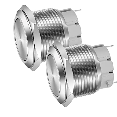 Gebildet 22mm Flachkopf EIN/AUS SPST Rastdrucktaster, Wasserdichter Edelstahl-Druckknopfschalter, Lötstiftanschlüsse DC 6V/12V/36V/48V, AC 110V/230V 3A 1NO von Gebildet