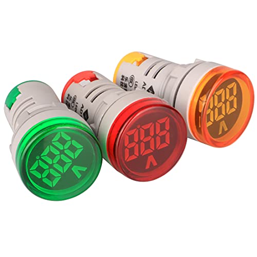 Gebildet 22 mm Wechselspannung Anzeige Digitale LED-Anzeige Voltmeter Wechselstrom 60V-500 V Spannungsmesser Monitor 110 V 220 V 380 V Spannungsdetektor Grün Rot Gelb Signalanzeigelampe von Gebildet