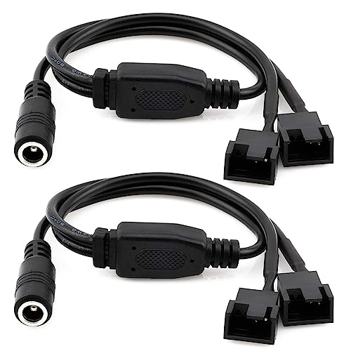 Gebildet 2Stück DC-Netzteilstecker auf Zwei 3-polige und 4-polige PC-Lüfter-Netzadapterkabel, DC5521 auf 4-poliges Kabel von Gebildet