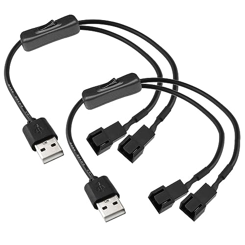Gebildet 2Stück Dual 4 Pin auf USB Lüfterschalter EIN/Aus Netzteilkabel 1 auf 2 Wege Splitter USB auf 4PIN 3PIN PWM 5V Lüfteranschluss von Gebildet