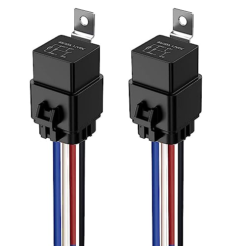 Gebildet 2Stücke 40/30A 12V Wasserdichtes Relais-Kabelsatz-Set - 4-PIN-SPST-Relais im Bosch-Stil mit robuster 12AWG-Kabel von Gebildet