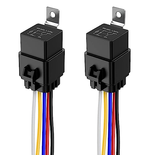 Gebildet 2Stücke 40/30A 12V Wasserdichtes Relais-Kabelsatz-Set - 5-PIN-SPDT-Relais im Bosch-Stil mit robuster 16AWG 14AWG-Kabel von Gebildet