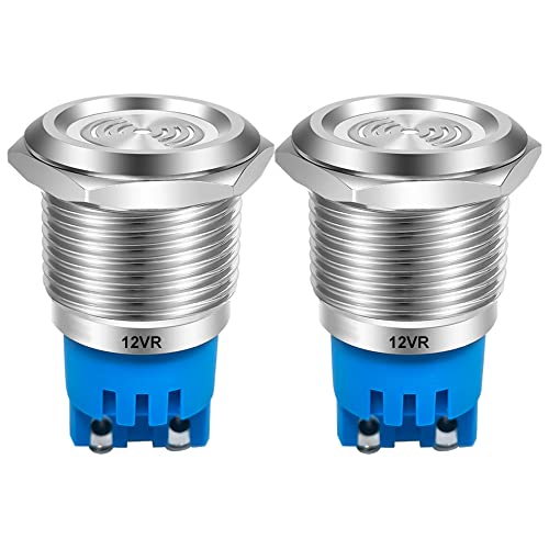 Gebildet 2pcs AC/DC 12V 19mm Summer Alarmer mit Blitzlampe 90dB Edelstahlanzeige Flash Summer, für Elektrisches Bedienfeld, DIY-Projekt (Rote LED) von Gebildet