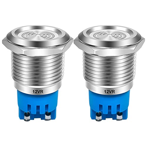 Gebildet 2pcs AC/DC 12V 19mm Wasserdicht IP65 Edelstahl Roter LED-Blitzalarm 90dB Kontrollleuchte mit Lampensummer, für Elektrisches Bedienfeld, DIY-Projekt von Gebildet