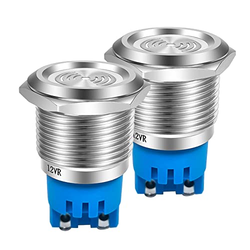 Gebildet 2pcs DC 12V 22mm Wasserdicht IP65 Edelstahl Roter LED-Blitzalarm 90dB Kontrollleuchte mit Lampensummer, für Elektrisches Bedienfeld, DIY-Projekt von Gebildet