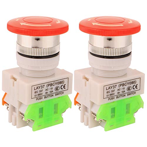 Gebildet 2pcs AC 660V 10A 22mm NO/NC Roter Not-Aus-Schalter Push Button Pilz 4 Schraubklemmen Gebildet 2pcs AC 660V 10A 22mm NO/NC Roter Not-Aus-Schalter Push Button Pilz 4 Schraubklemmen von Gebildet