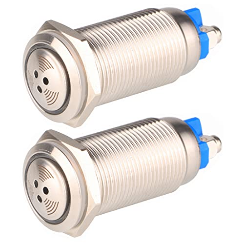 Gebildet 2pcs AC DC 24V 16mm Edelstahl Roter LED-Blitzalarm 80dB Kontrollleuchte Mit Lampensummer, Für elektrische Schalttafel, DIY-Projekt von Gebildet