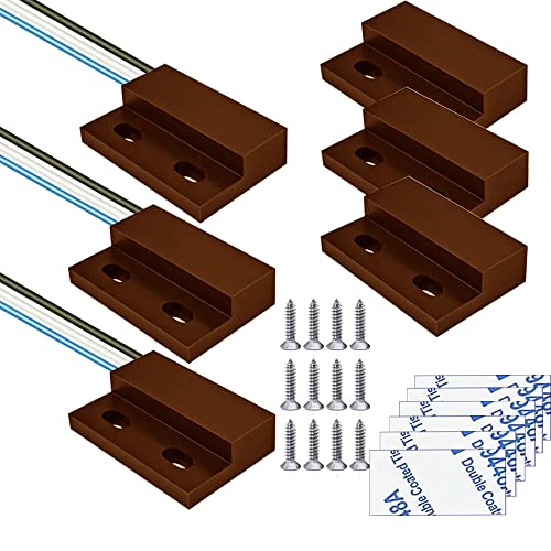 Gebildet 3Sets Brauner Magnetschalter Verdrahtung NO/NC Türeinbau Sensor Versteckter Fensterkontakt Reedschalter für Zutrittskontrolle Alarmanlage Ersetzen von Gebildet