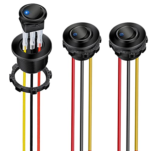 Gebildet 3Pack Blau LED Wippschalter EIN/Aus mit Rundem Gehäuse 3-pin 12DC-20A/24VDC-10A Wippschalter für Kfz Auto LKW von Gebildet